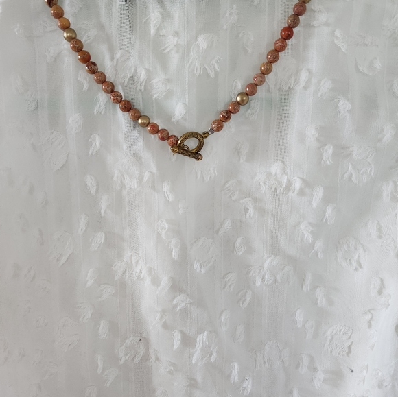 Hidden Truth Orange Sea Sediment Jasper with Gold Leafed Medallian - Picture 5 of 9